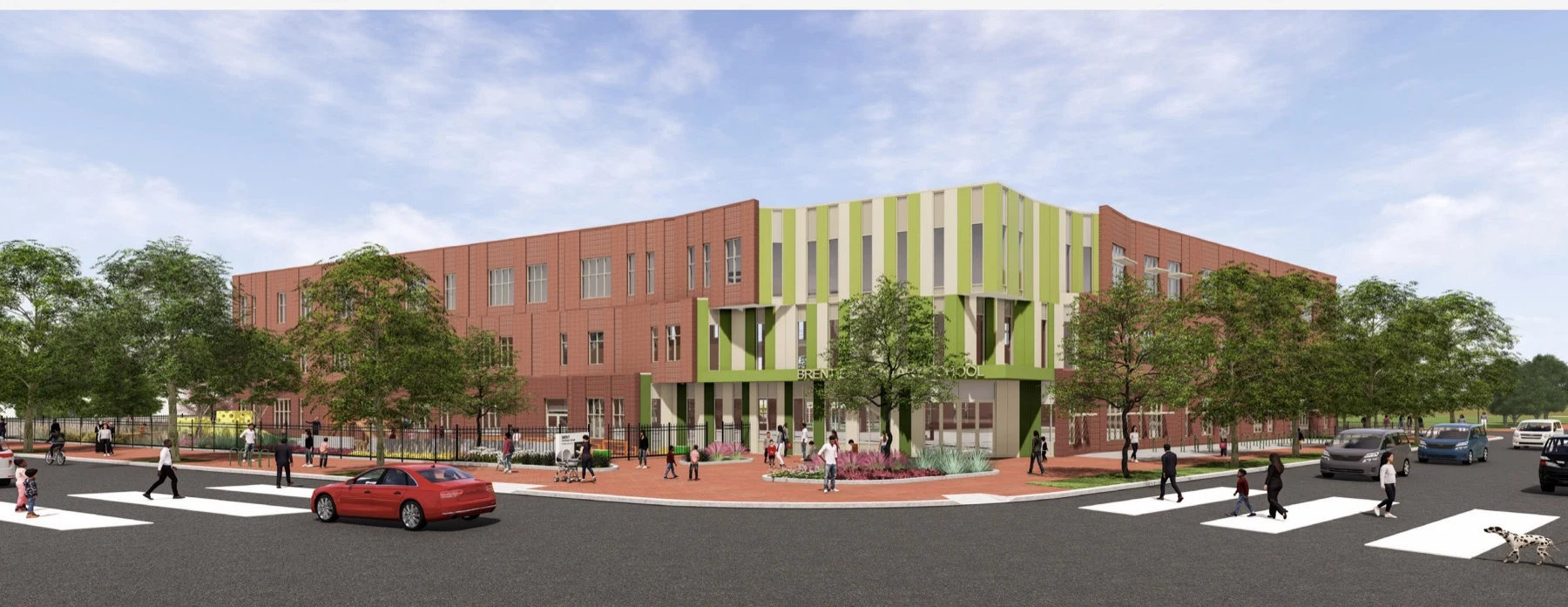 Architect’s rendering of Brent’s modernized school building